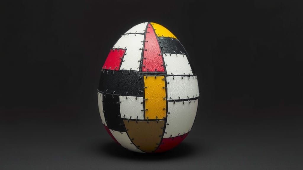 Abstract Geometric Egg in Mondrian Style
