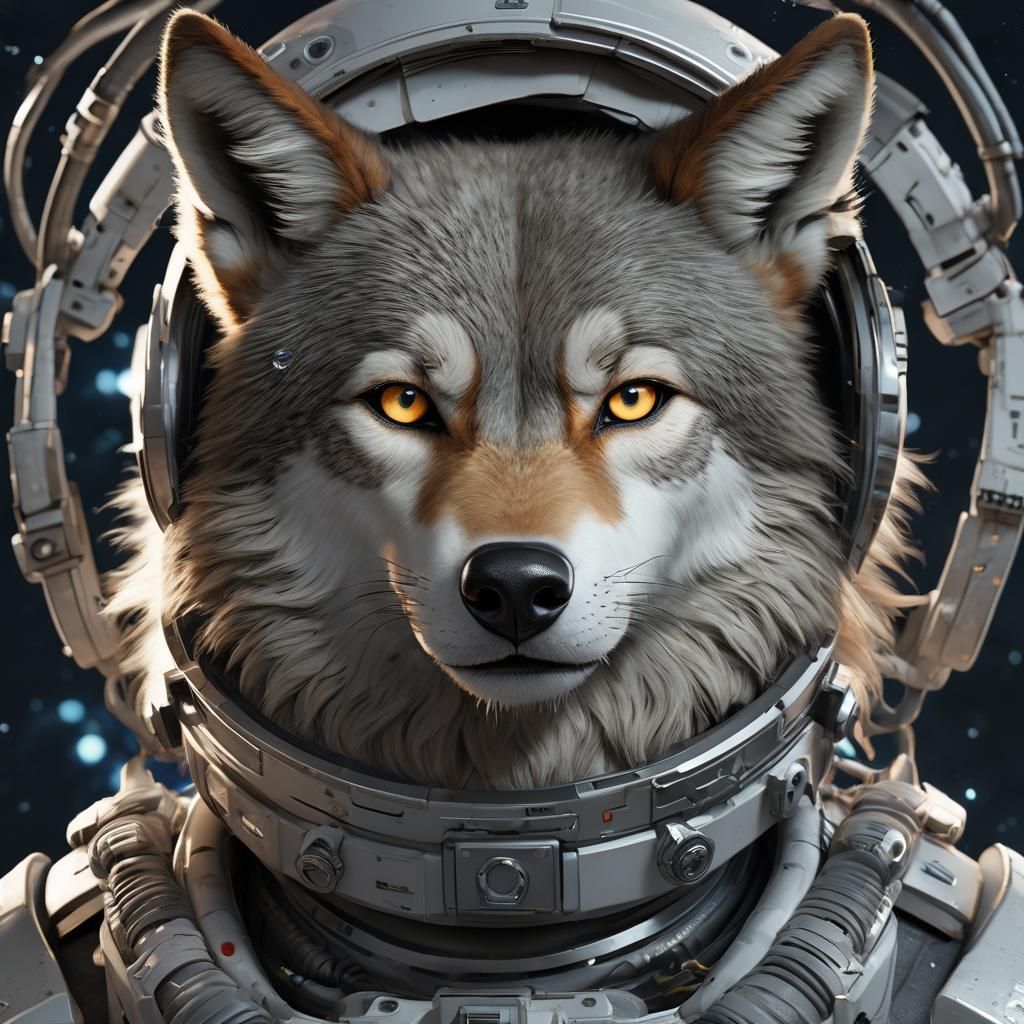 Wolf in Spacesuit: Detailed 3D Anime Art