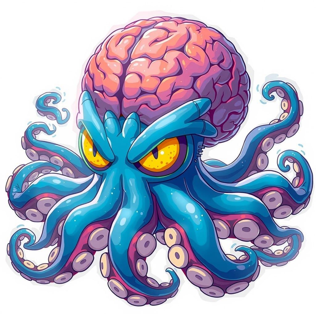 Eldritch Psychic Octopus Creature in Comic Art Style