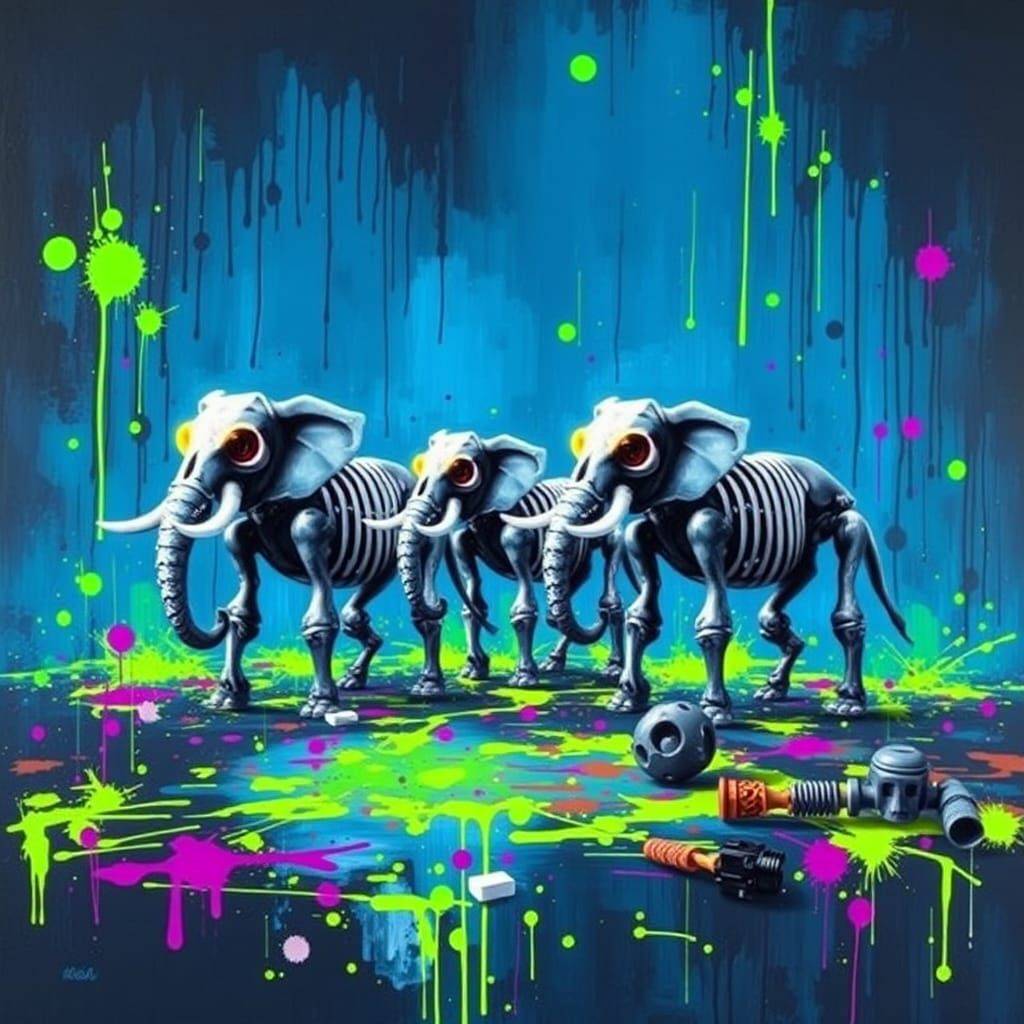 Haunted Circus in Abstract Expressionist Style