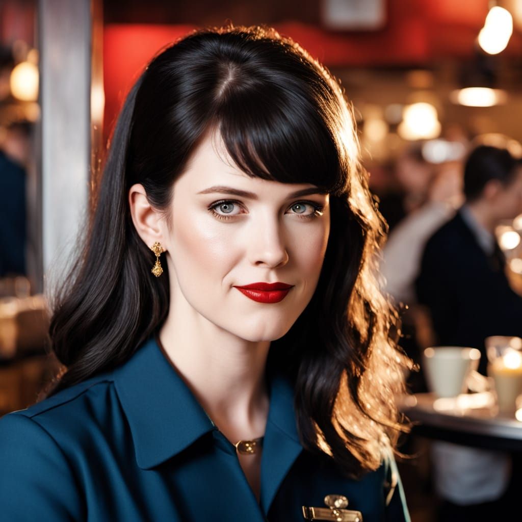 Sassy Diner Waitress in Moody Film Noir Style