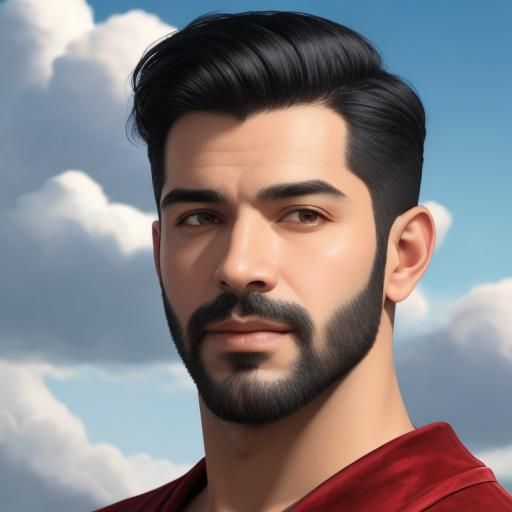 Man in Red Velvet Robe: Expressionist Papercraft Portrait