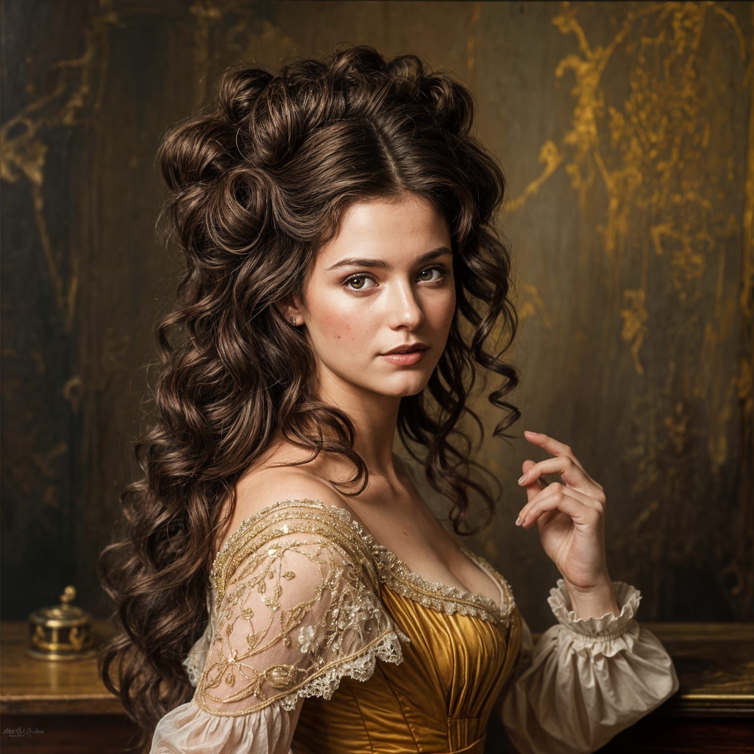 Elegant Woman in Gilded Age Attire