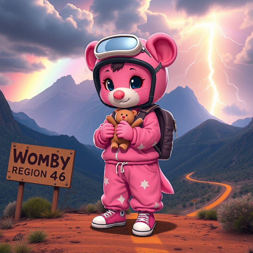 Heroic Pink Wombat in Vibrant Tracksuit