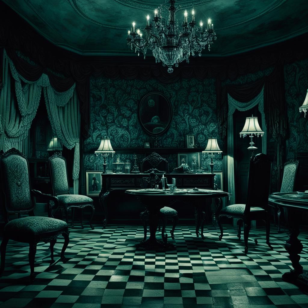 Surreal Horror: Uncanny Family Room in Shadow