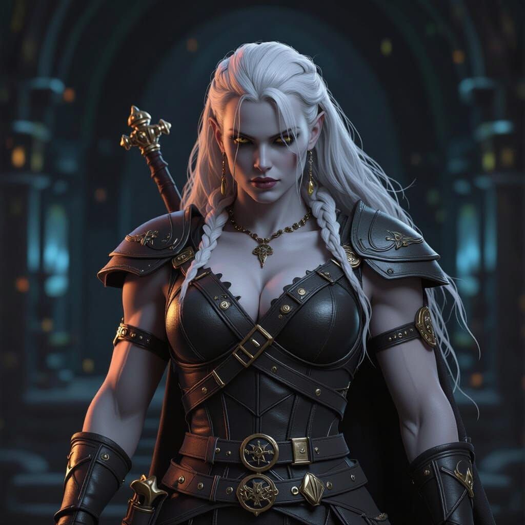 Dark Fantasy Drow Warrior with Scythe in 8k