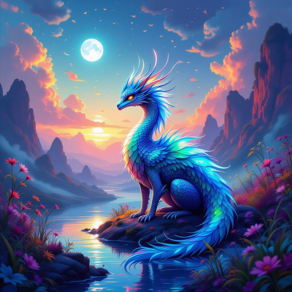 Mystical Creature in Surreal Dreamscape