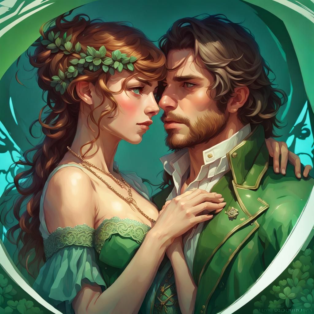 Beautiful Couple Portrait in Hyperdetailed Digital Art Style
