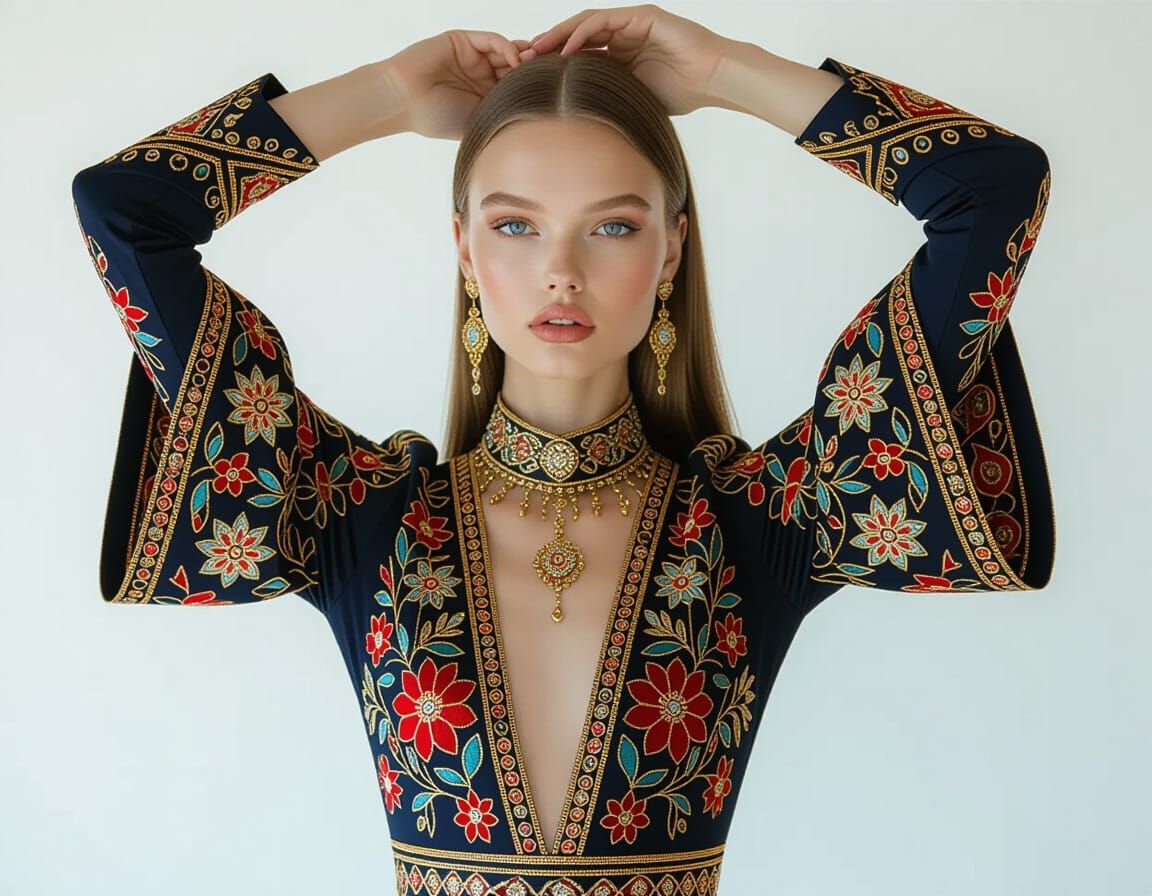 Slavic Beauty: A Living Canvas in Studio Portrait