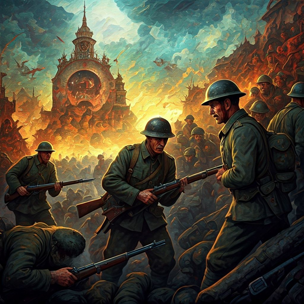 WWI Battlefield as Bosch-like Mural