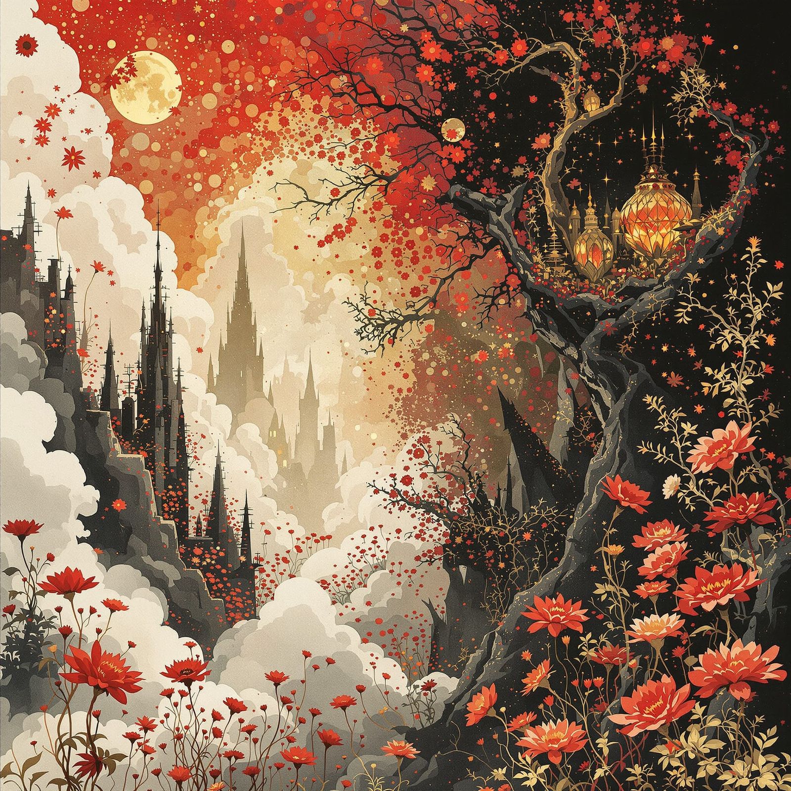 Ethereal Dreamscape in Charcoal and Ink