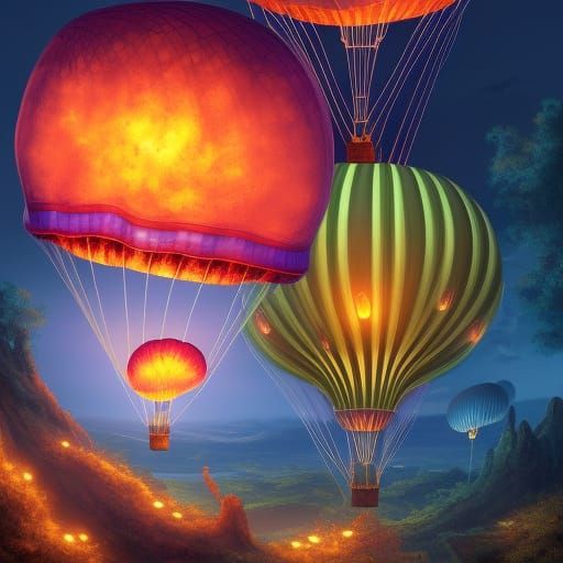 Fantastical Jellyfish Mushroom Hot Air Balloon