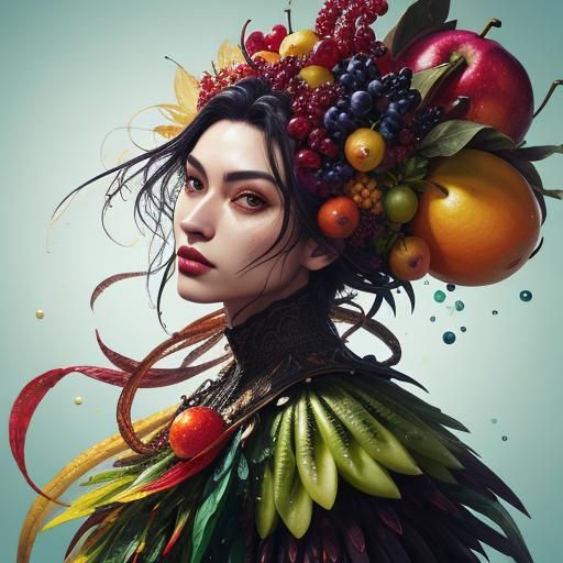 Hyperrealistic Fruit Clothing: Splash Art Concept