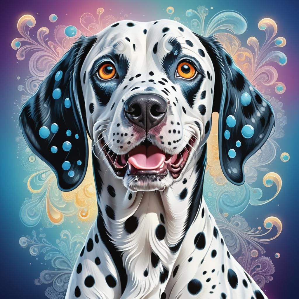 Happy Dalmatian Portrait with Abstract Elements