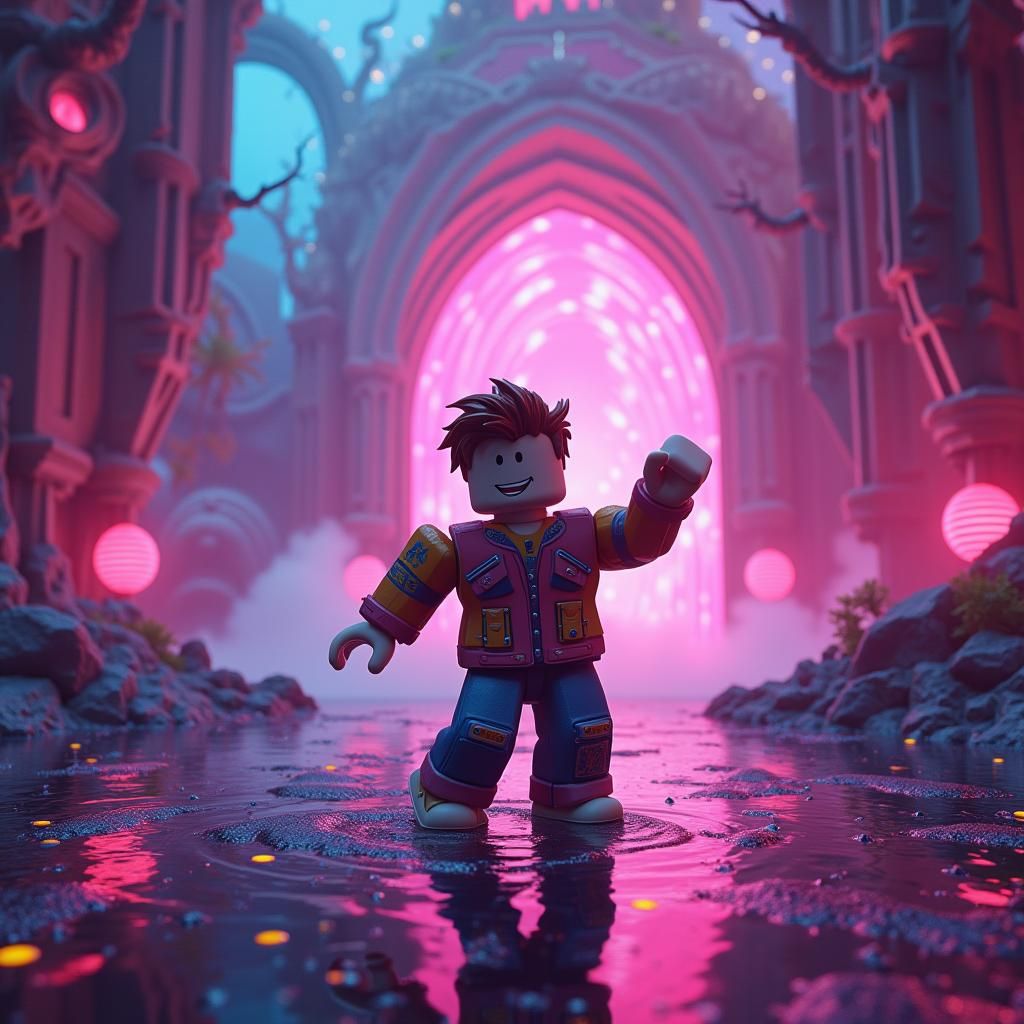 Roblox Character Dancing in Fantastical Unreal Engine Scene