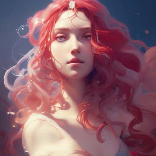 Princess with White Hair, Art Nouveau Style