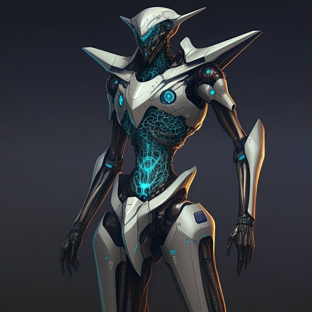 Biomechanical Figure with Exposed Framework in Blueprint Sty...