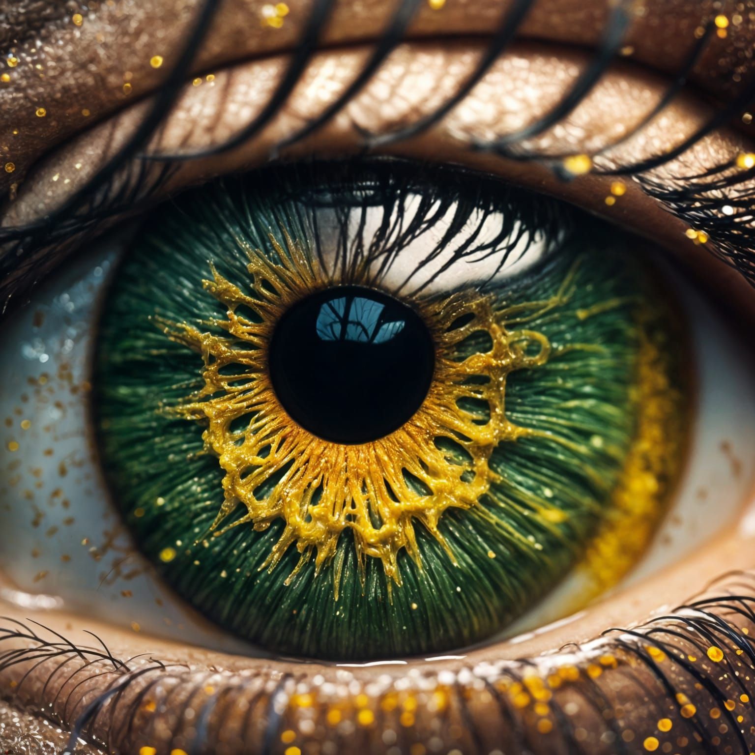 Hyperrealistic Eye Close-Up with Hazel and Green Hues