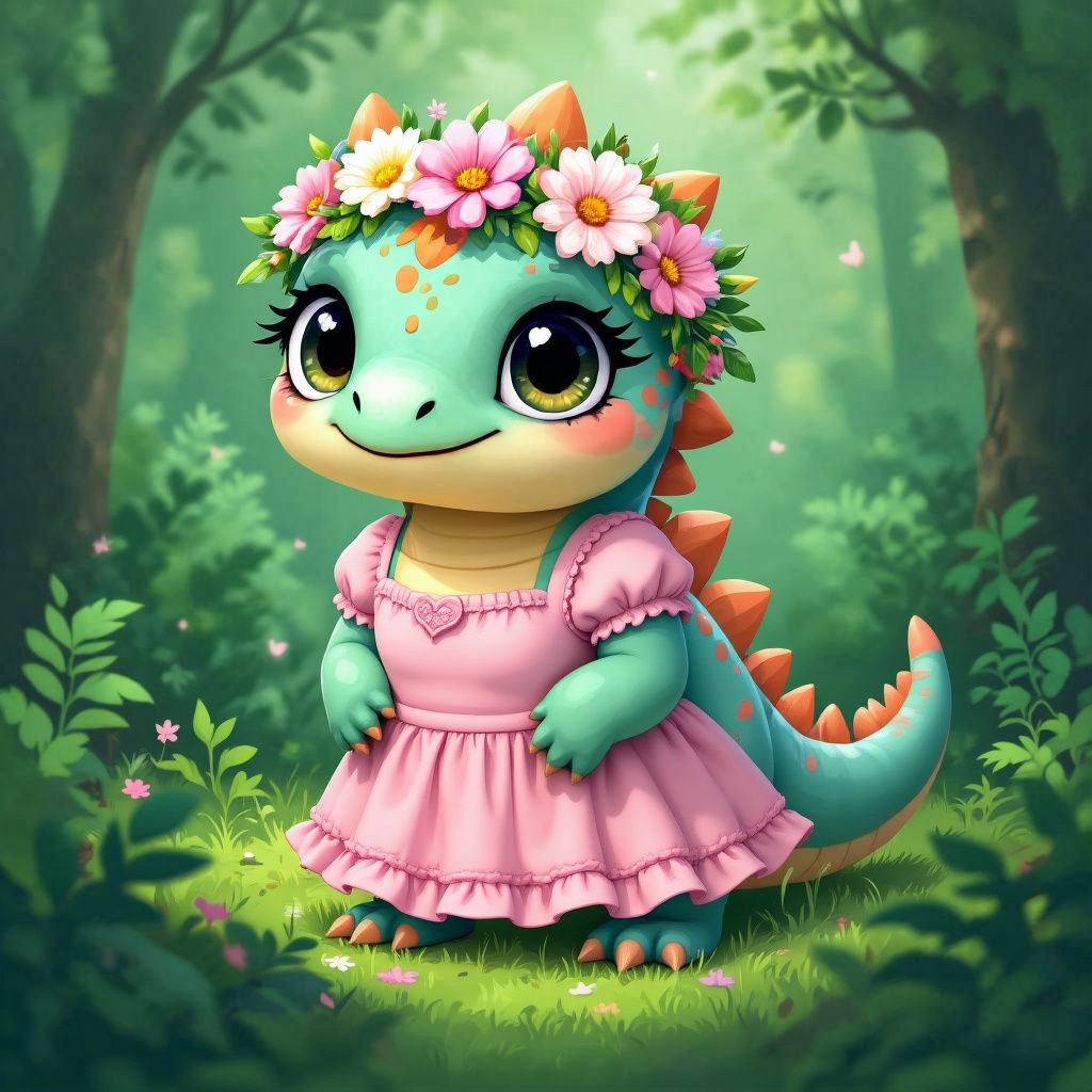 Cute Dinosaur Cartoon Illustration