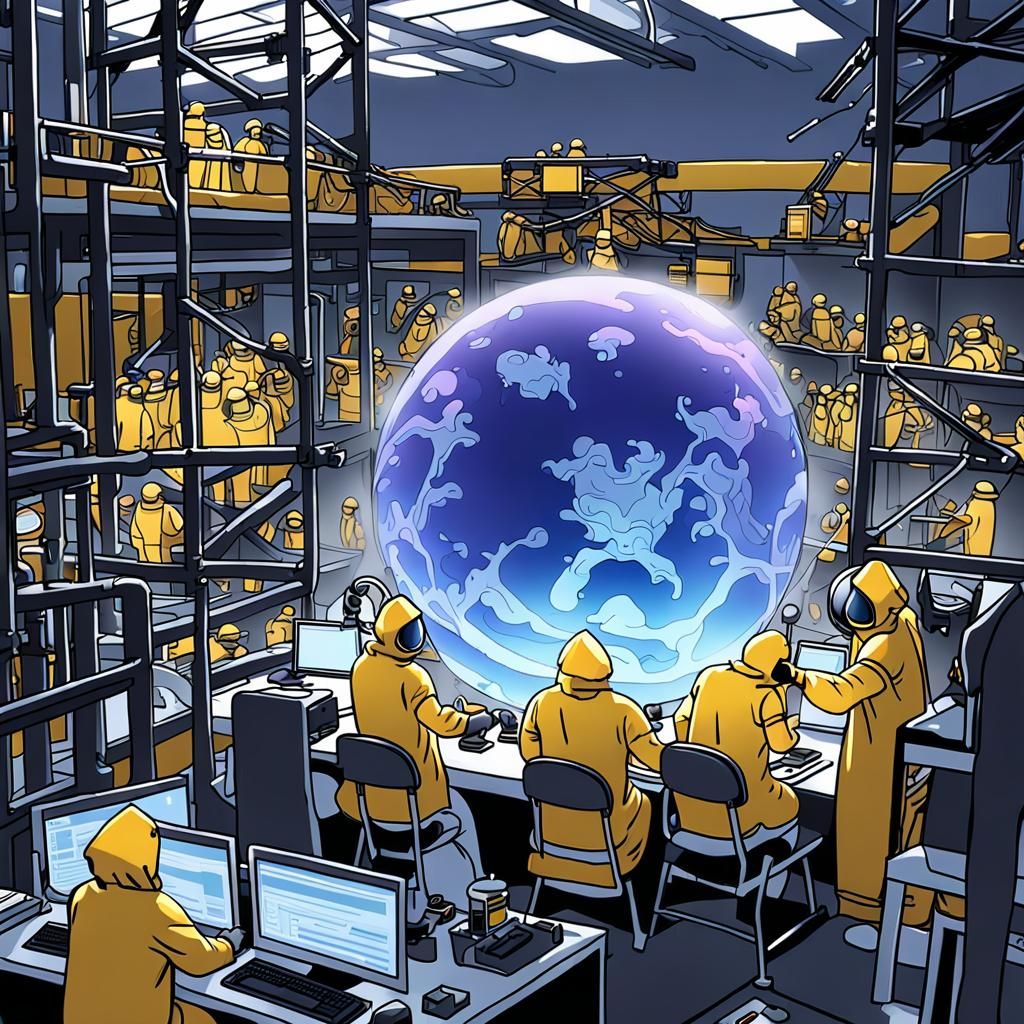 Eerie Lab Scene in Gouache Style