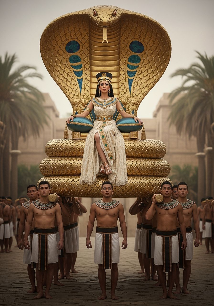 Egyptian Queen on Cobra Throne, Professional Photography