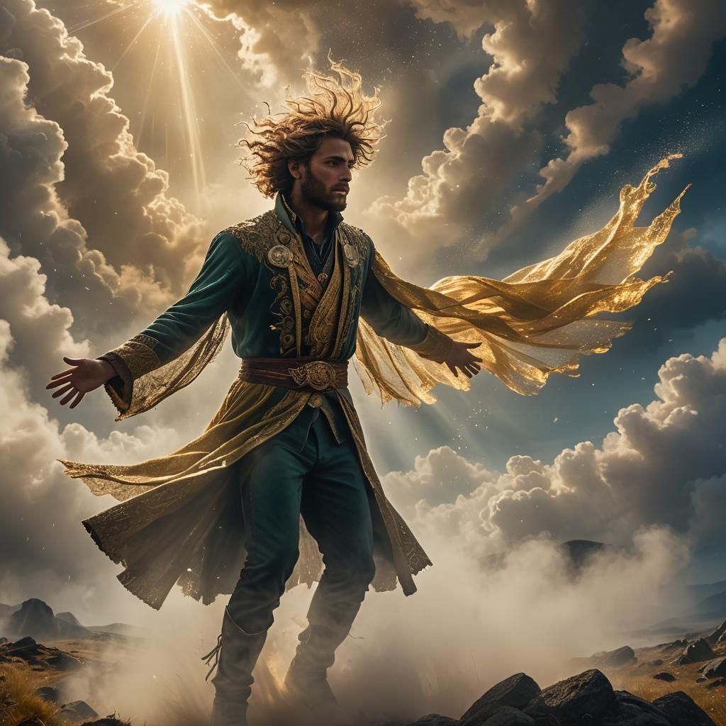 Cristian Emerges from Radiant Mist in Cinematic Portrait