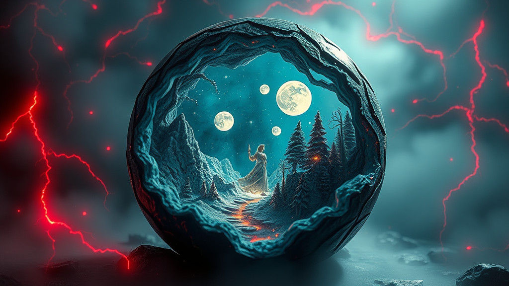 Magic Orb: Miniature Fantasy World with Lightning