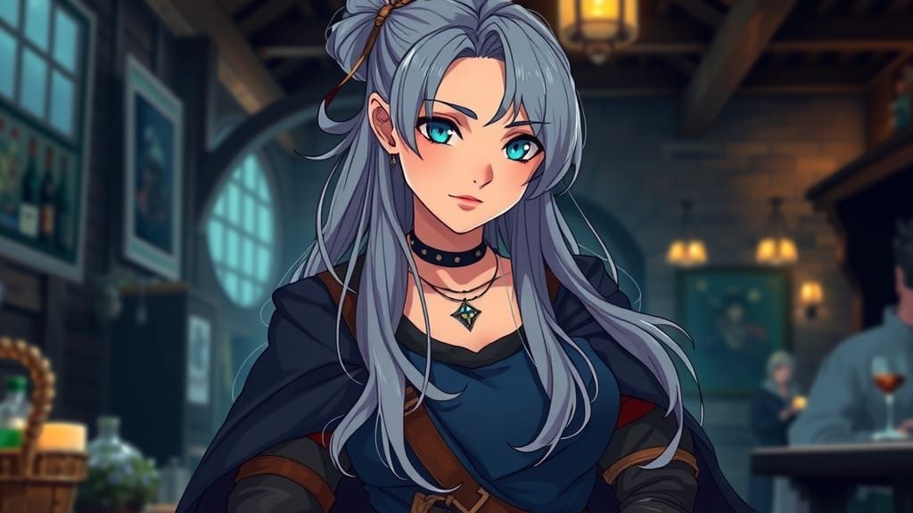 Medieval Maiden in Vibrant Tavern