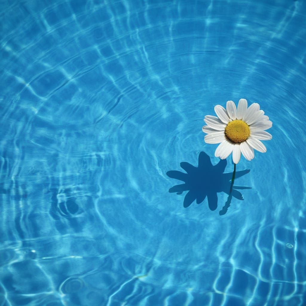 daisy on the bottom of a swimming pool