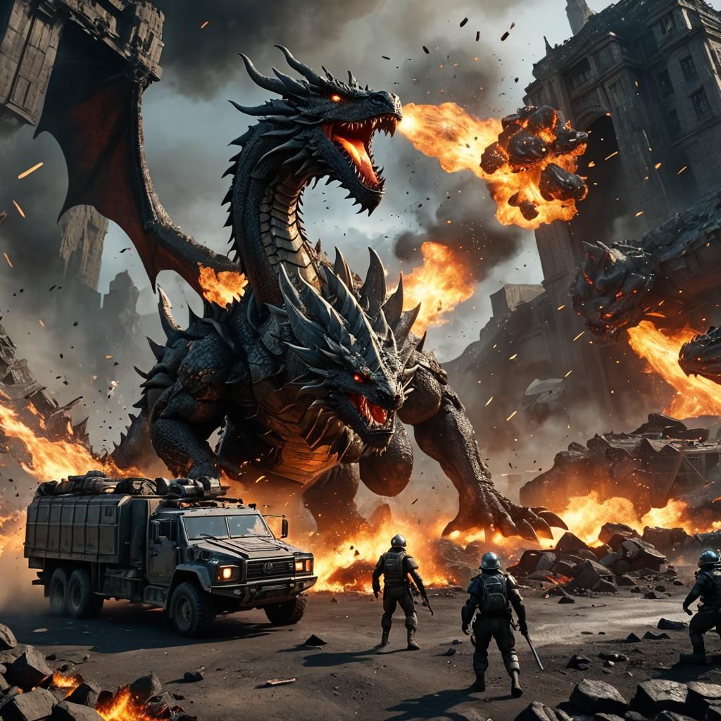 Dragon Chasing Truck in Explosive 3D Cinematic