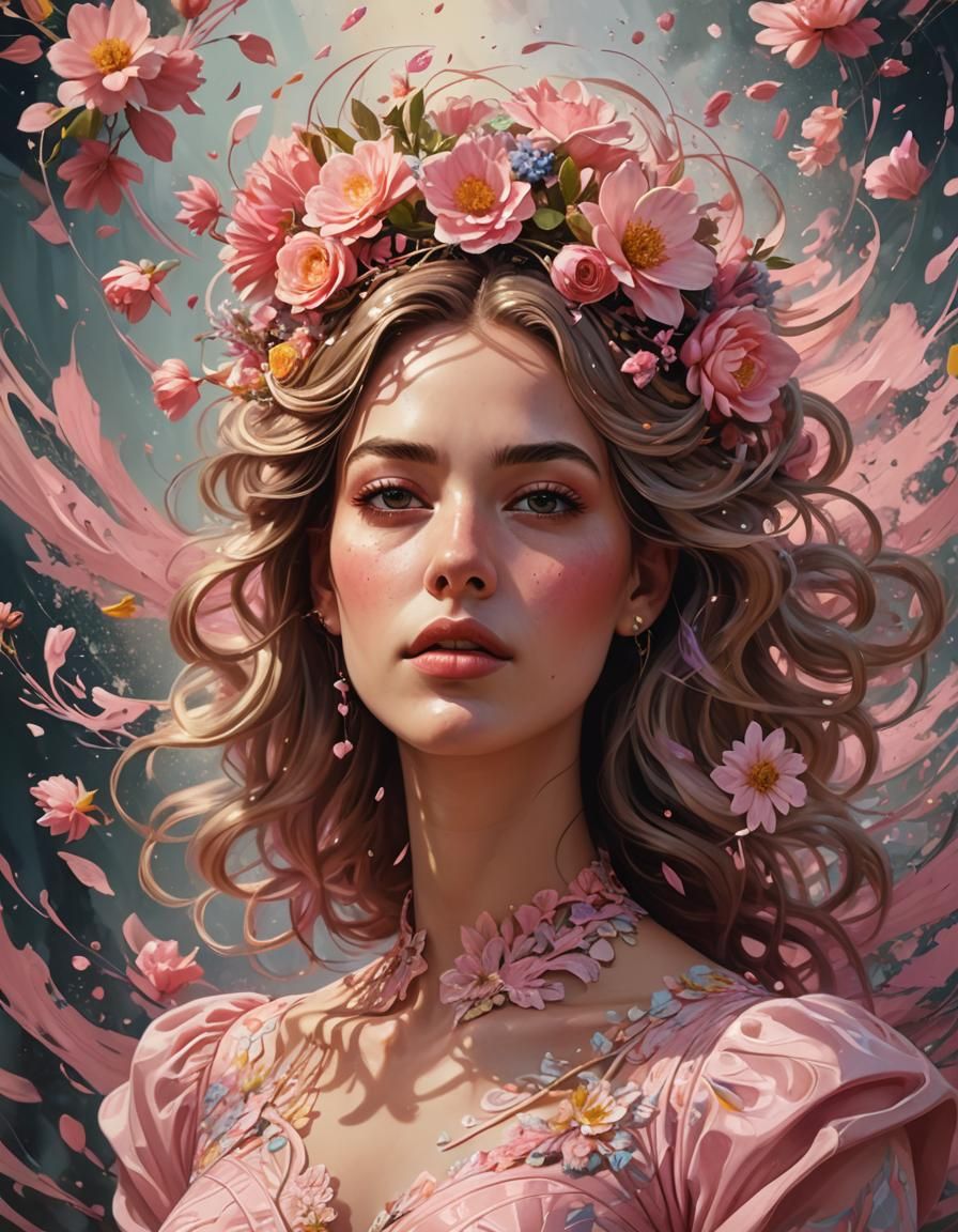 Pretty girl with a pink dress