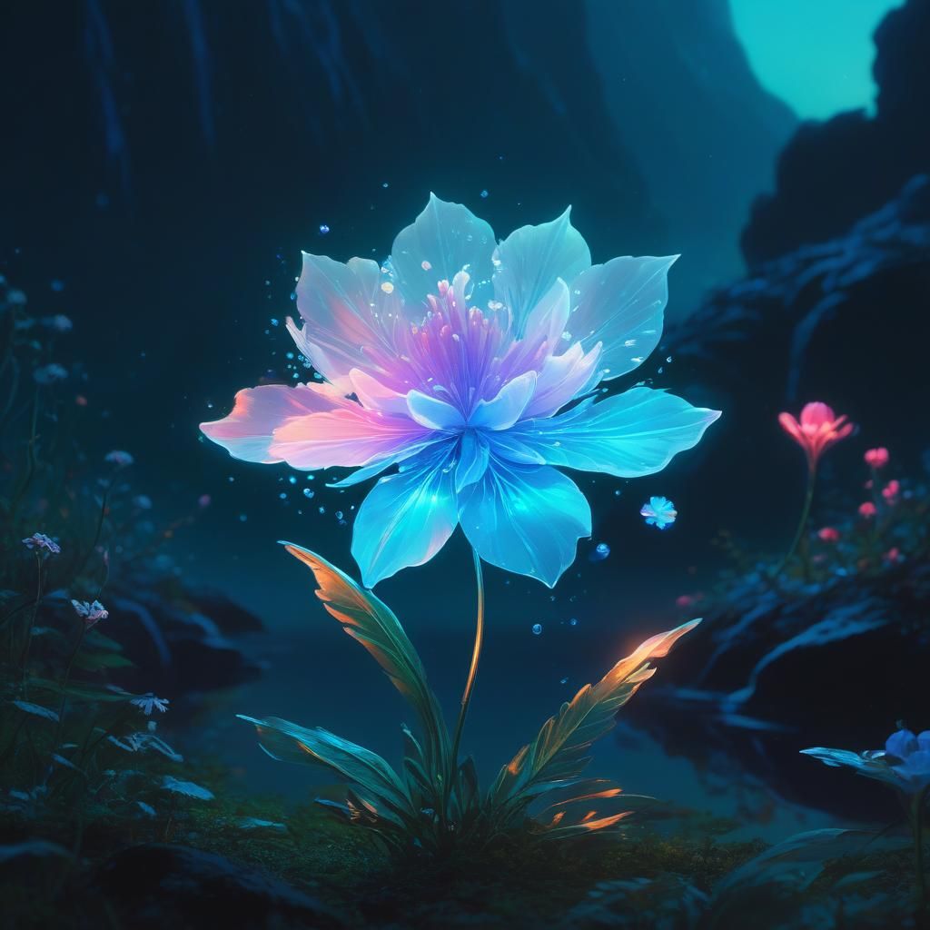 Fairy with Bioluminescent Flower in Magical Garden