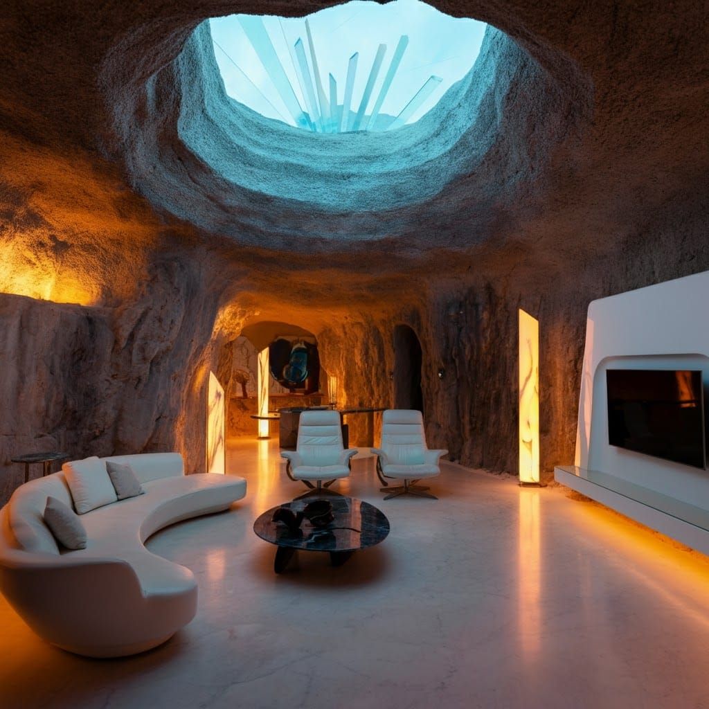 Ultramodern Underground Living Room Inspired by Syd Mead