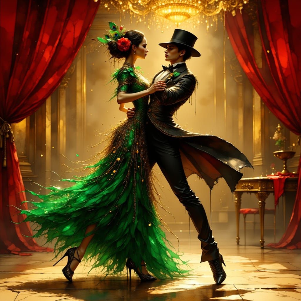 Dramatic Latin Dance Performance in Baroque Ballroom