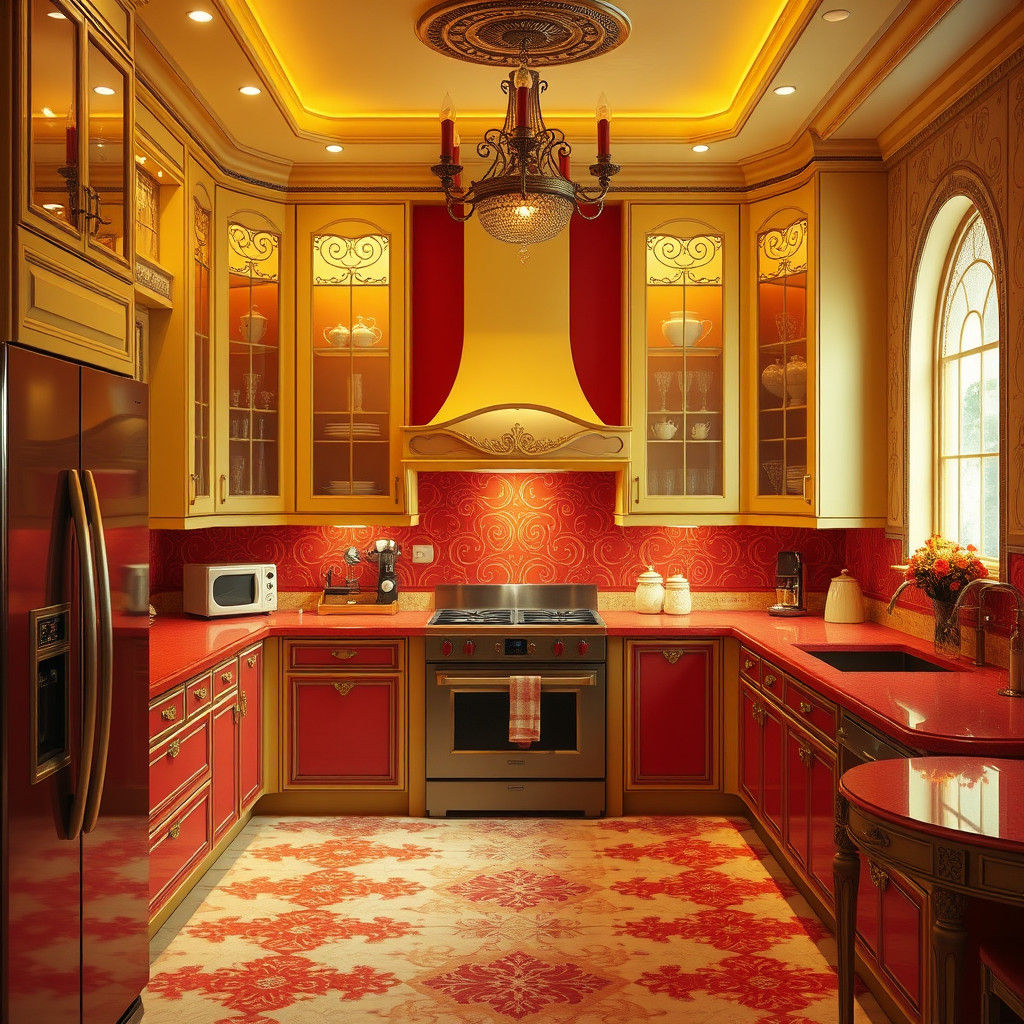 Luxurious 1980s Fantasy Kitchen Concept Art