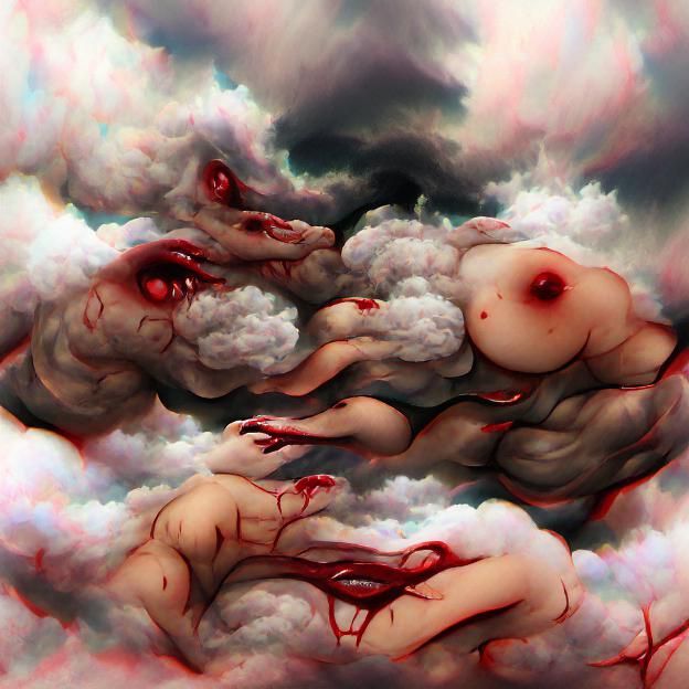 Surreal Flesh and Blood Abstract Composition