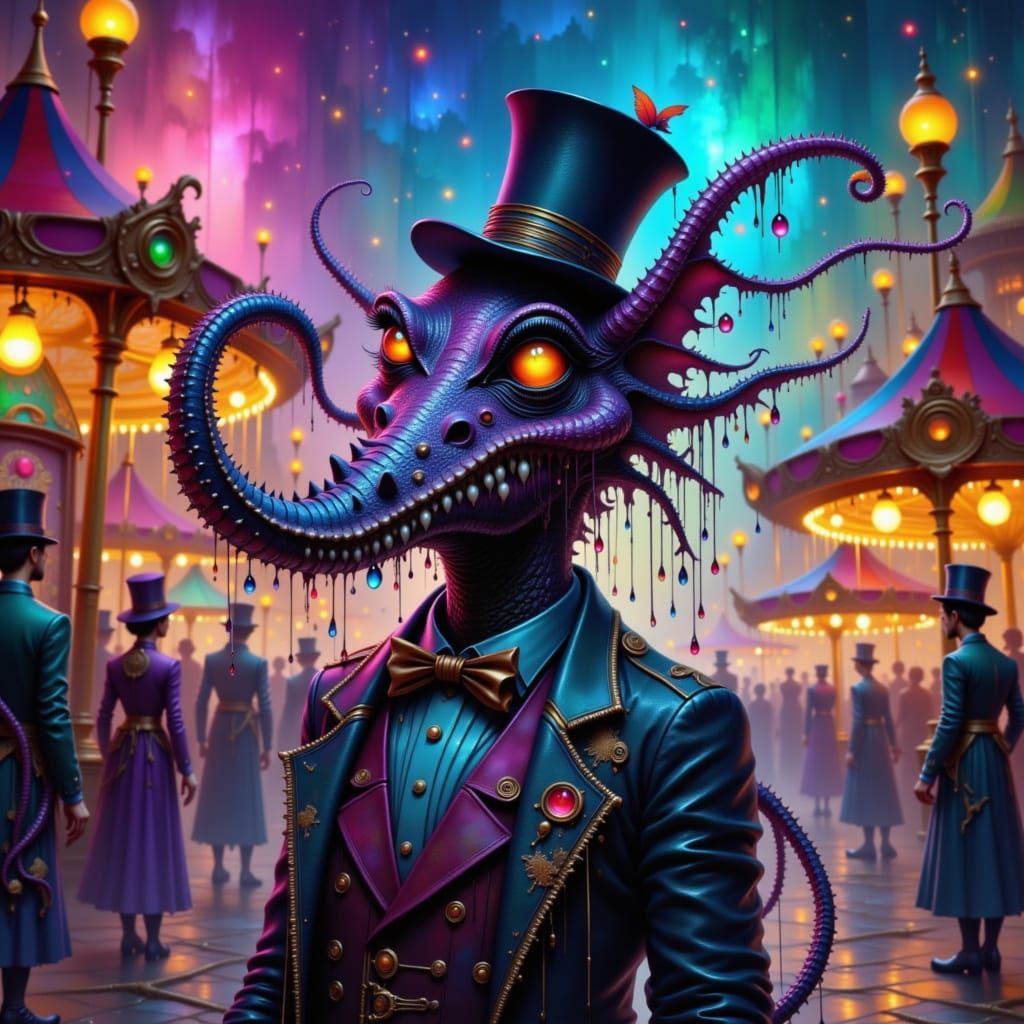 Mystical Octopi-Dragon Hybrid in Surreal Biomechanical Style