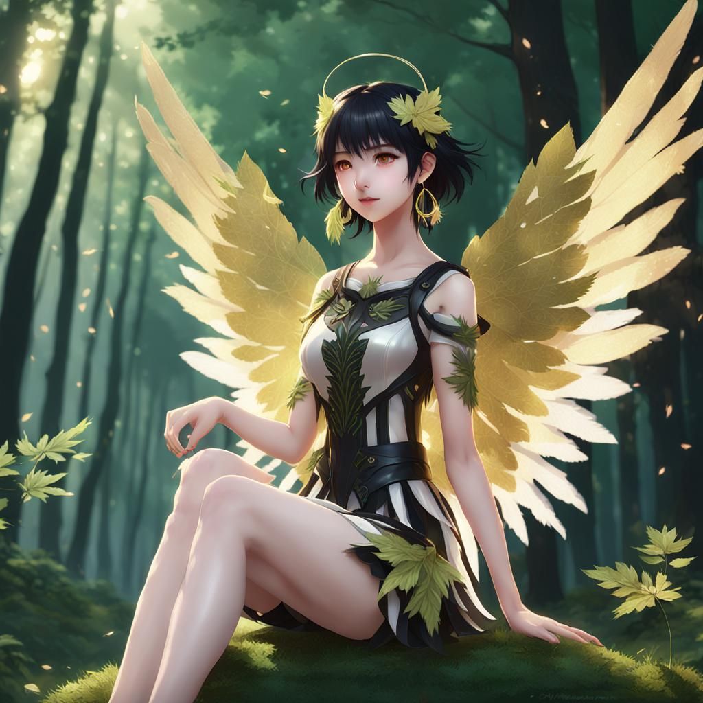 Angel in Whimsical Forest Attire