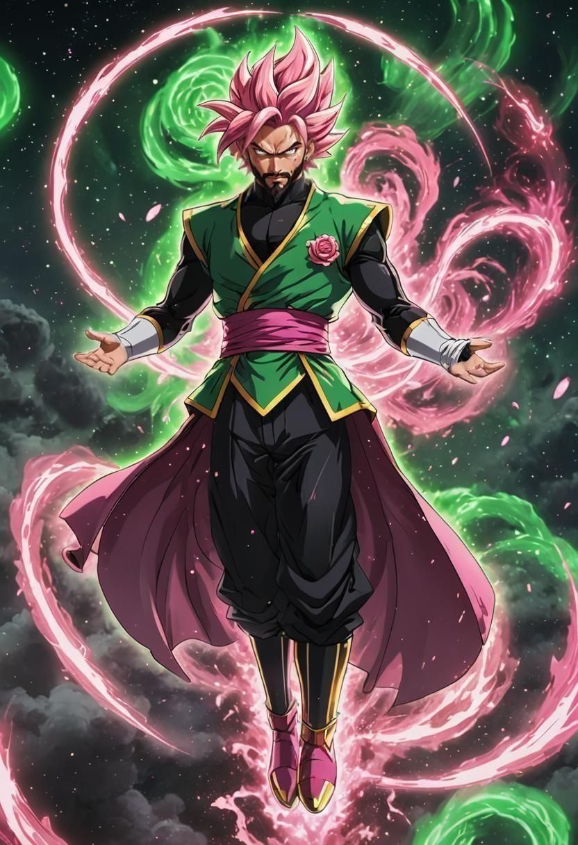 Badass Mexican Super Saiyan Rosé in Anime Style