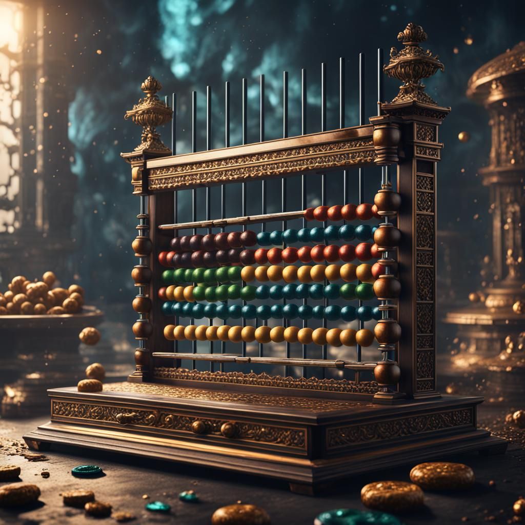 Hyperrealistic Abacus of the Future: Detailed Matte Painting