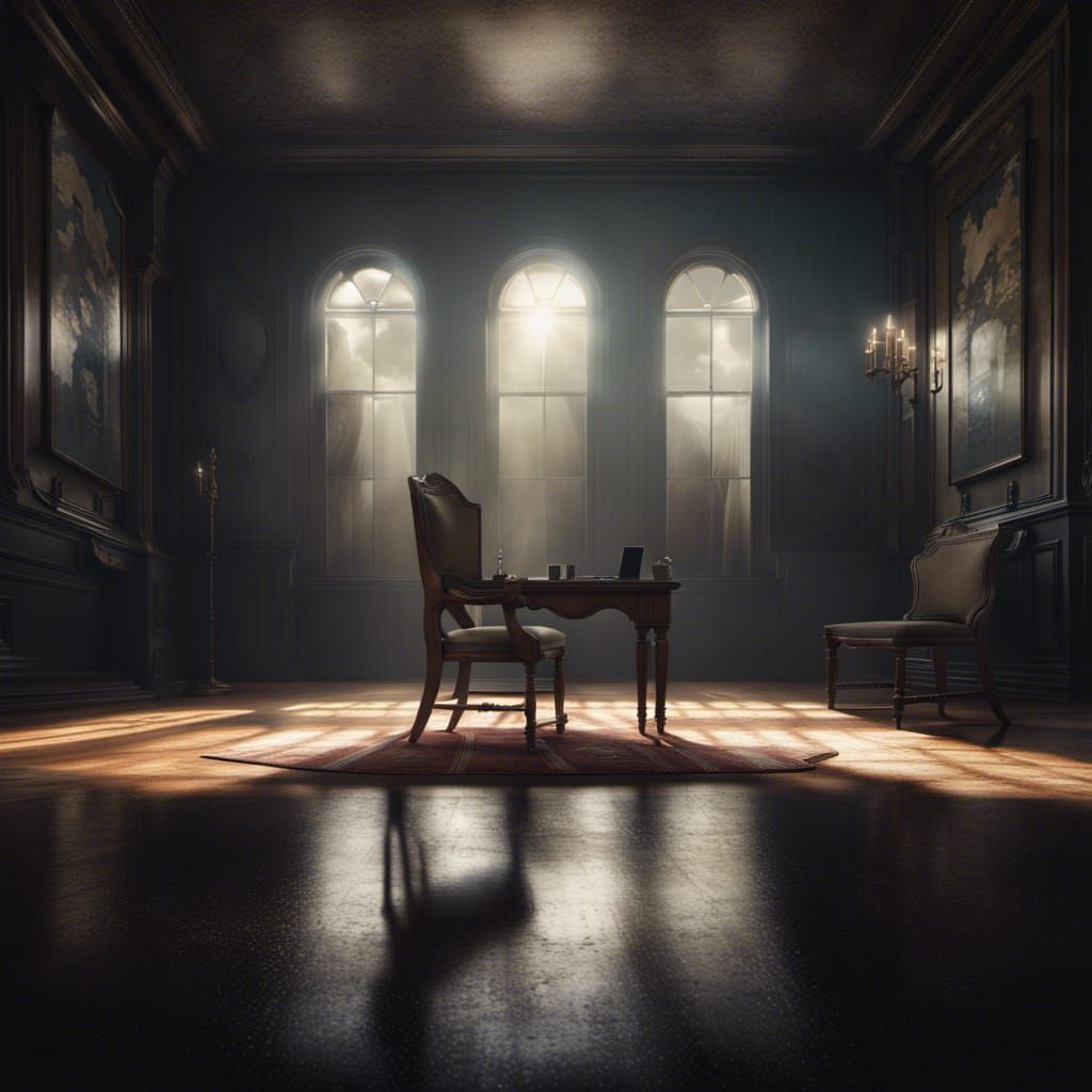 Epic Dark Room with Empty Chair