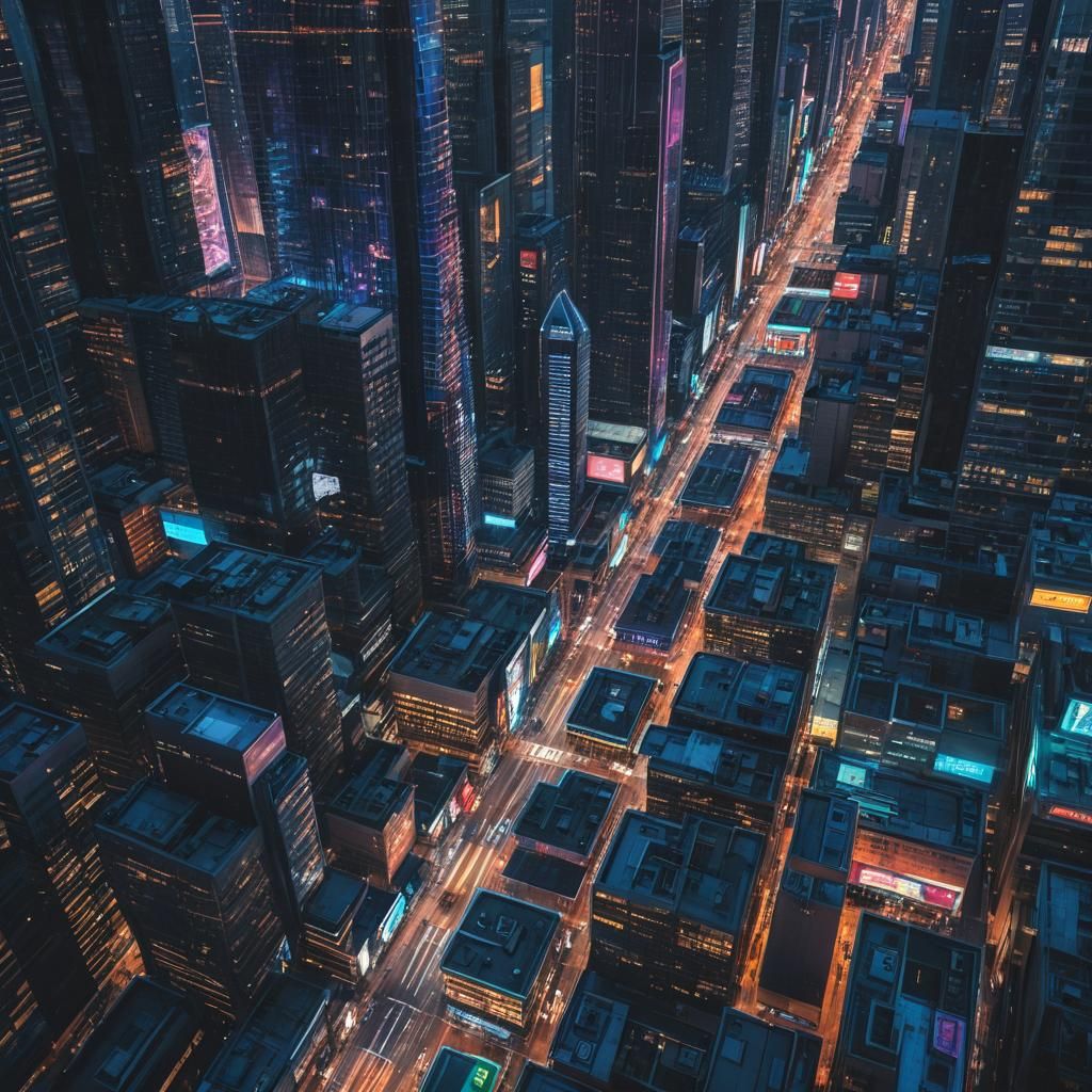 Vibrant Digital Cityscape with Futuristic Architecture