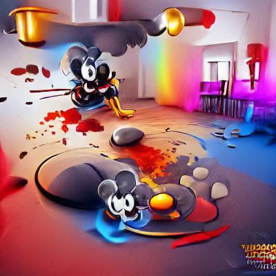 Mickey Mouse Murder Unreal Engine concept art colourful