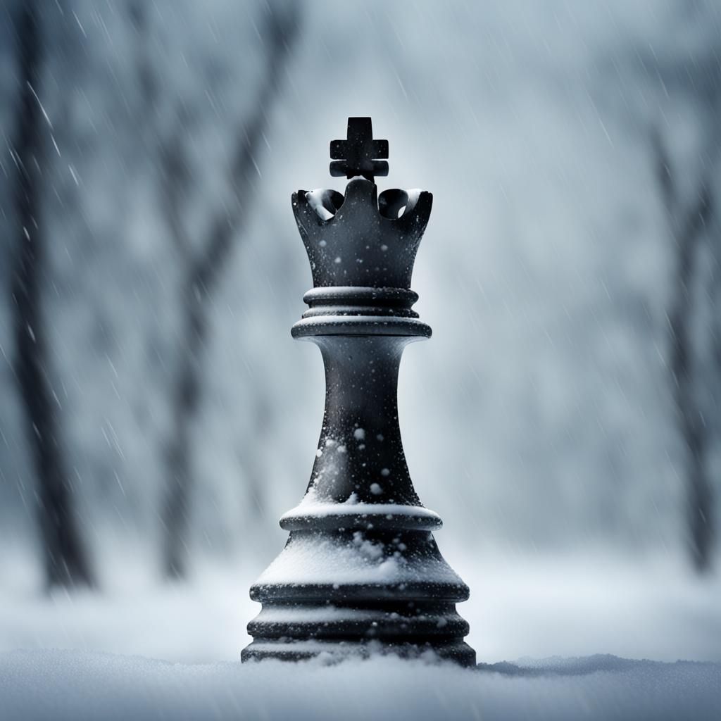 King Chess Piece in a Snowy Landscape