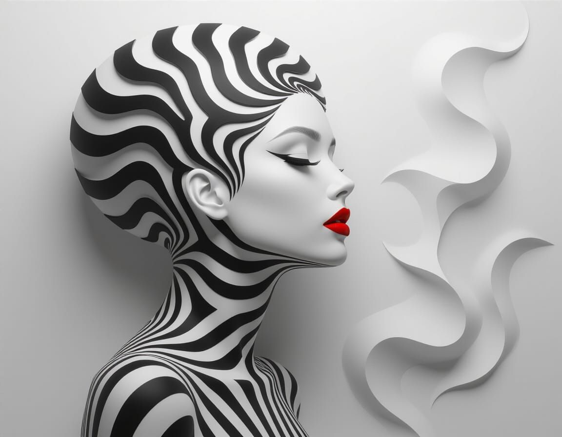 Striking Zebra Portrait in 3D Airbrush Style