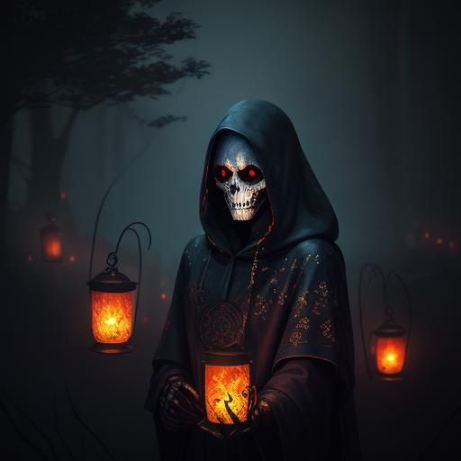 Hooded Phantom Flickers in Dreamlike Dark Fantasy