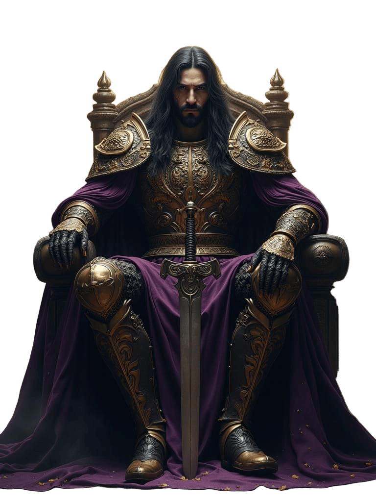 Surreal Dark Fantasy Vampire King in Ancient Bronze Armor