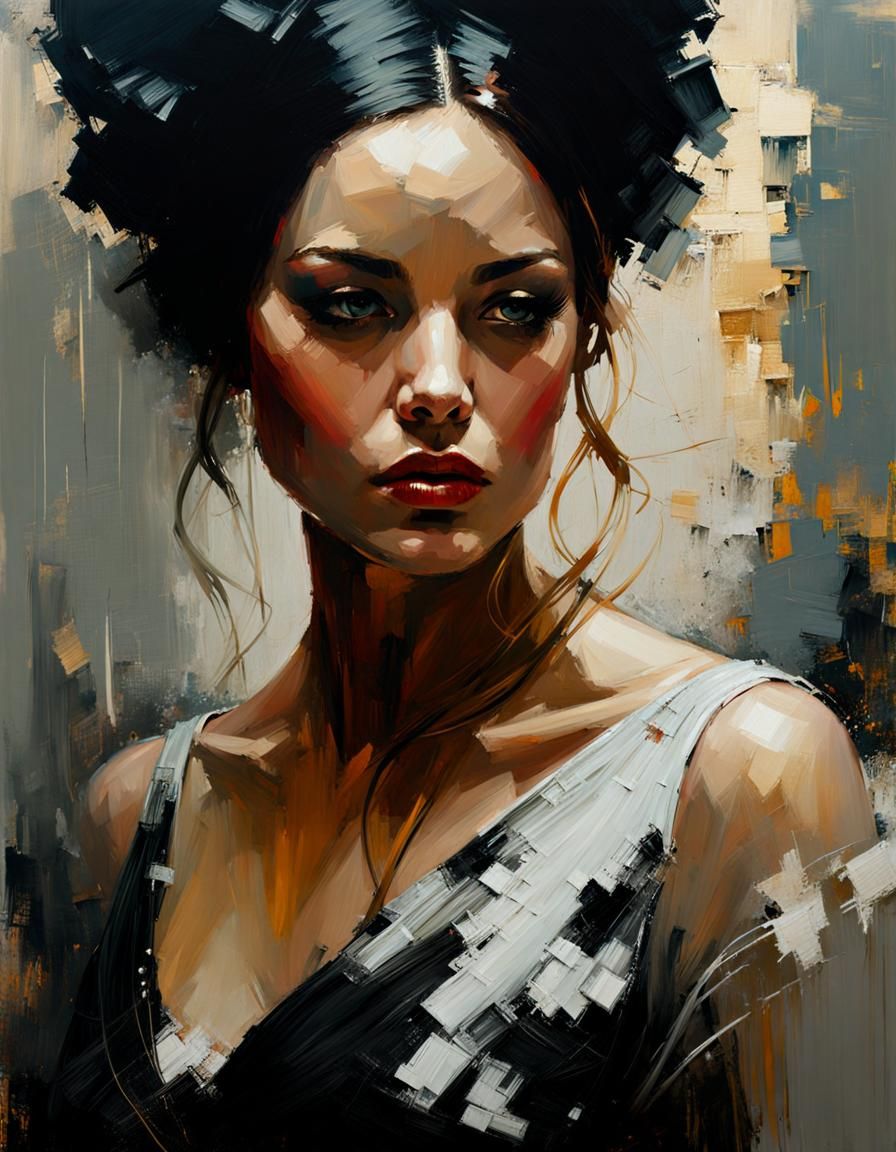 Impasto Portrait of Plus Size Woman