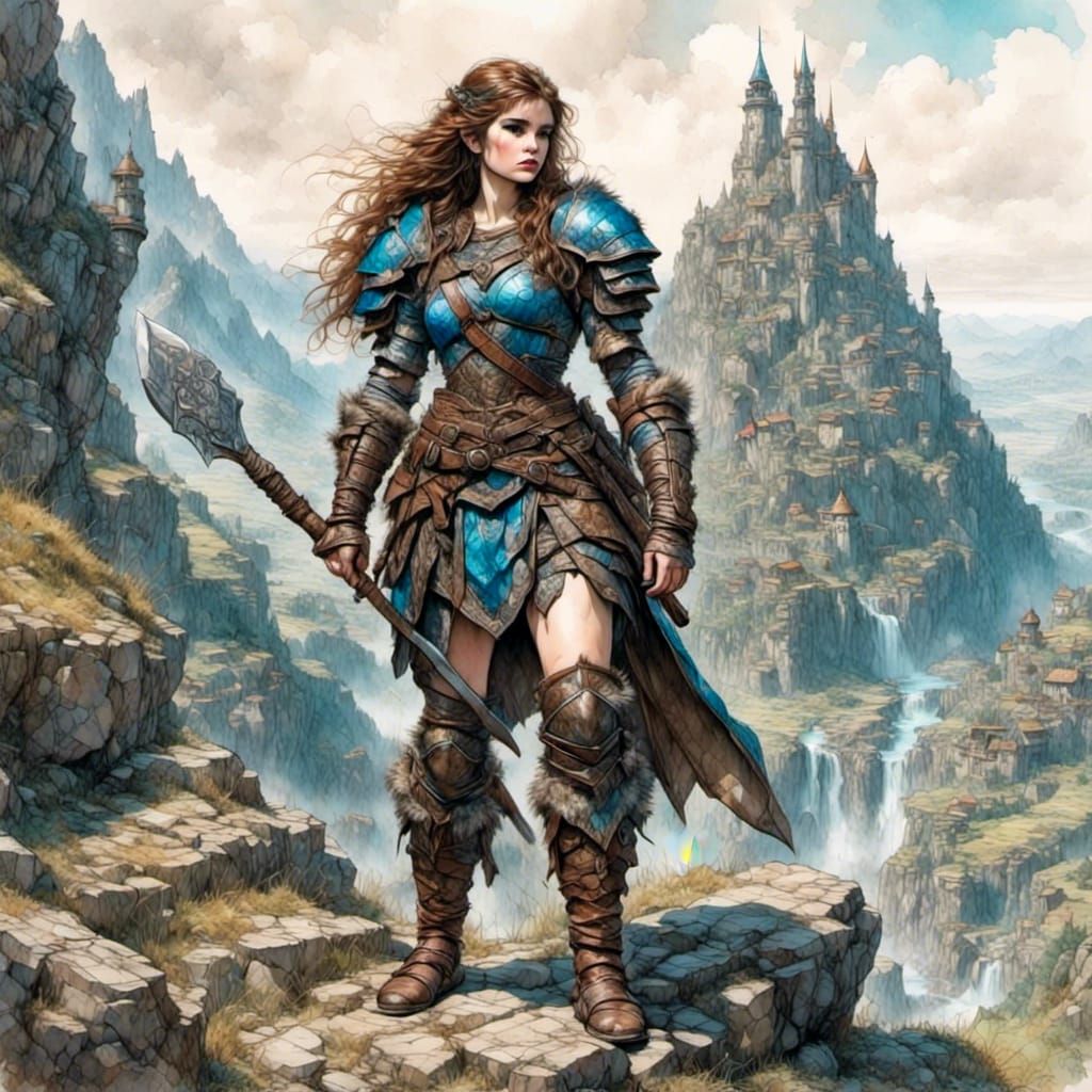 Armored Female Dwarf Warrior with Axe