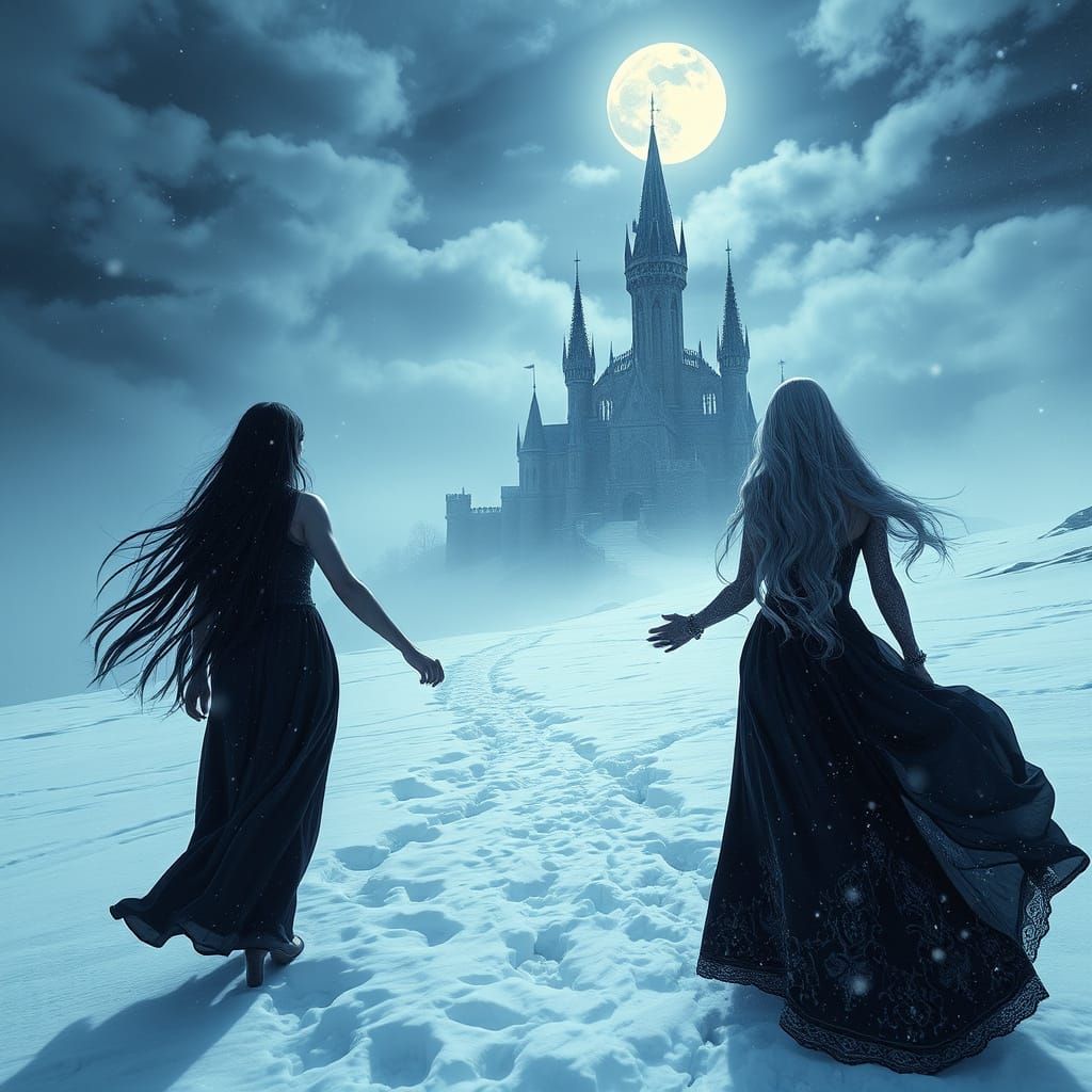 Ethereal Women Embark on a Mystical Journey Through a Blizza...